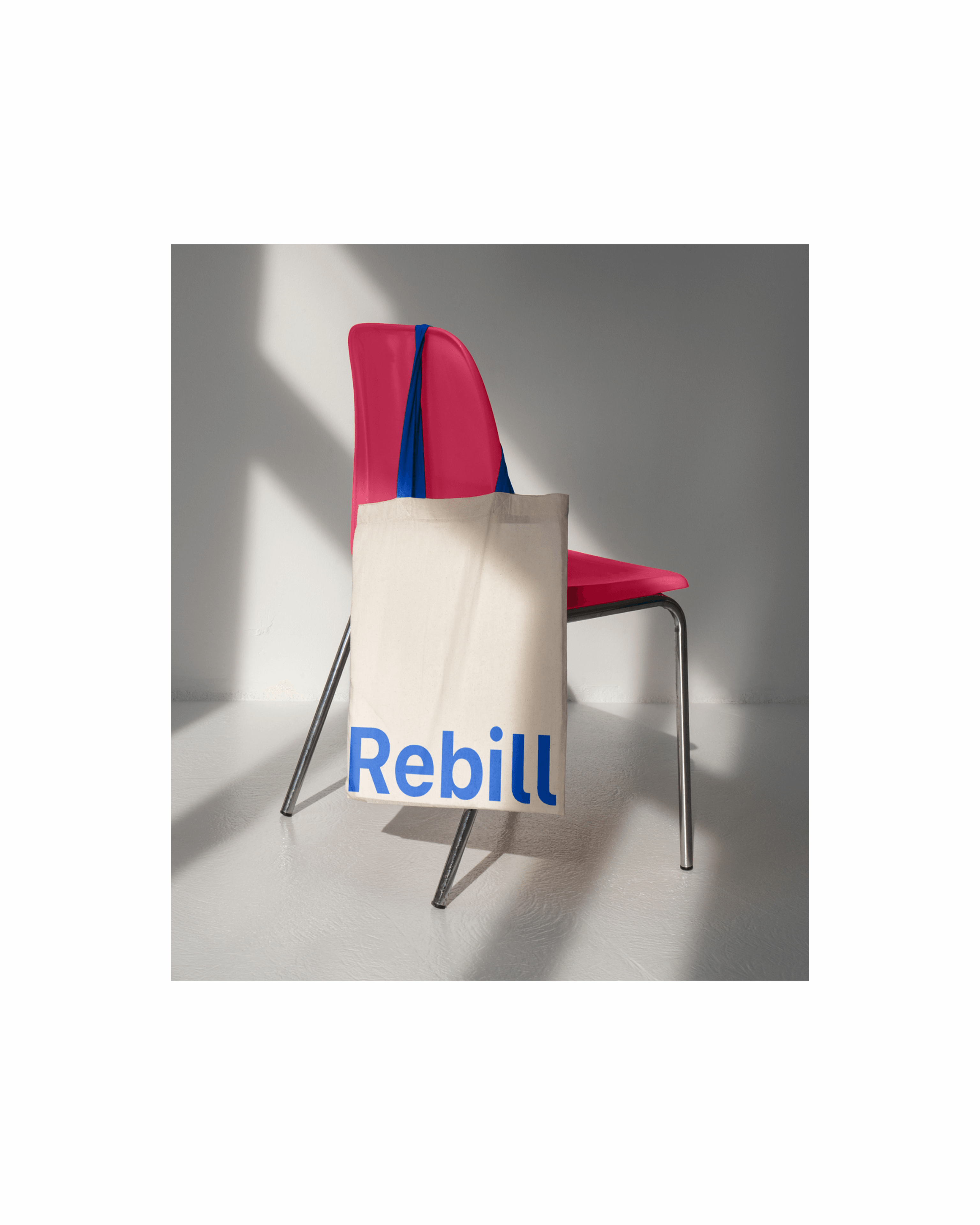 Rebill symbol construction grid showing the precise geometry and proportions of the blue payments icon, part of the scalable visual identity Kundo Studio created to position Rebill as Stripe-grade payments infrastructure for Latin America.